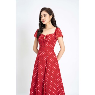 Váy chấm bi rút ngực 2VA959DO_Lep'