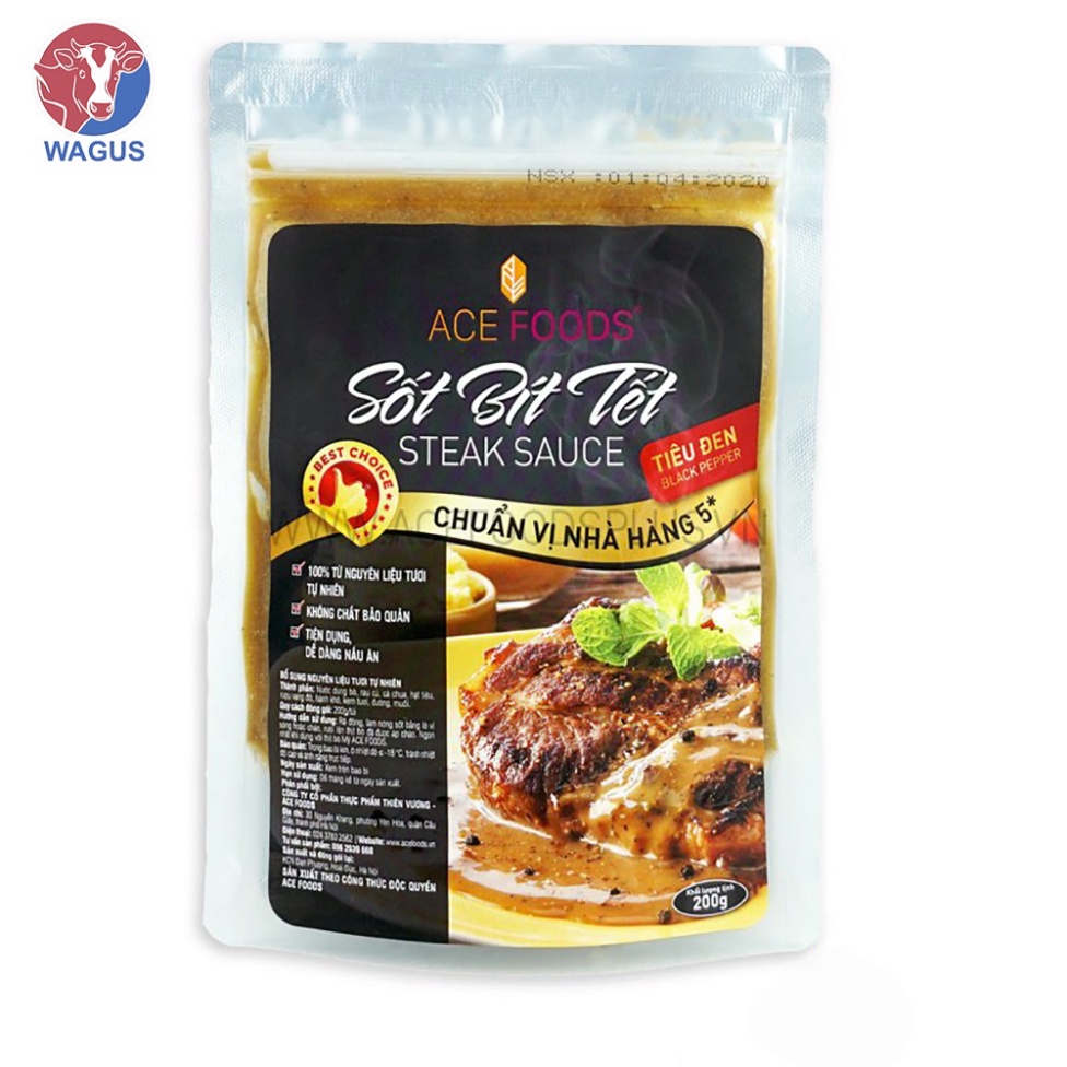 [HÀ NỘI] [GIAO 24h] Sốt bít tết (vị nấm/tiêu đen) 200g/gói hiệu ACE FOODS+, Beefsteak sauce [KS0120081 BL]