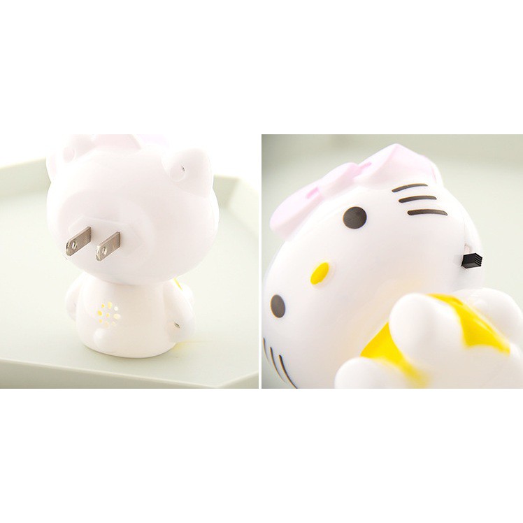 Đèn ngủ Led thiết kế kiểu dáng hình hello kitty đáng yêu, kích thước 10x8.5cm, có công tắc bật tắc tiết kiệm điện