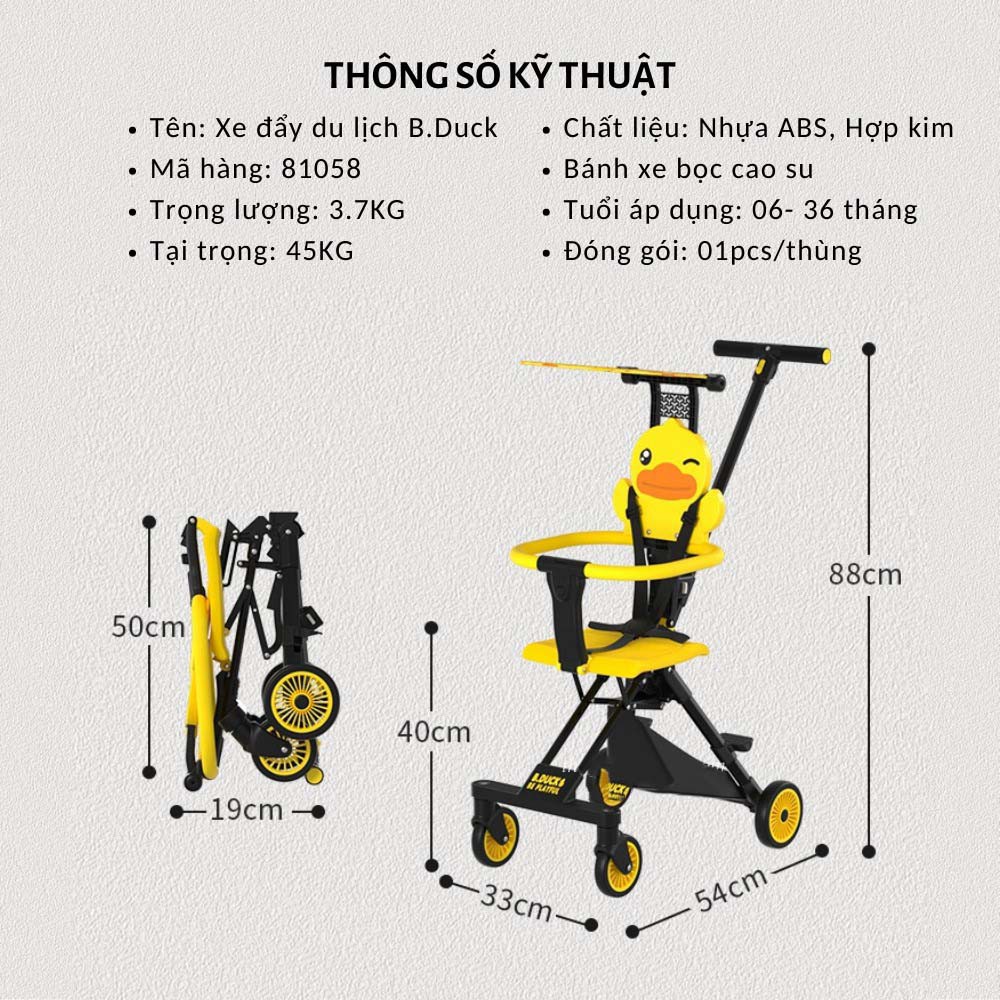 Xe đẩy cho bé, Xe đẩy gấp gọn em bé đi du lịch siêu gọn nhẹ B.Duck 1058