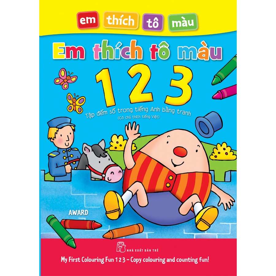 Sách - NXB Trẻ - Em thích tô màu 123 - Tập đếm số trong tiếng Anh bằng tranh (Có chú thích tiếng Việt)