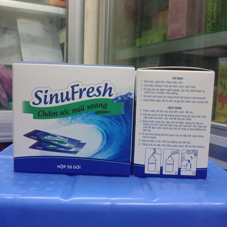 Hộp 50 gói muối rửa mũi xoang Sinufresh cát linh