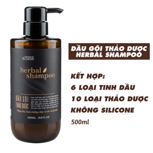 Dầu Gội Đầu Thảo Dược HERBAL SHAMPOO PIZKIE 500ml Dầu Gội Bồ Kết Vô Đặc Kích Thích Mọc Tóc Sạch Gàu Giúp Tóc Chắc Khoẻ