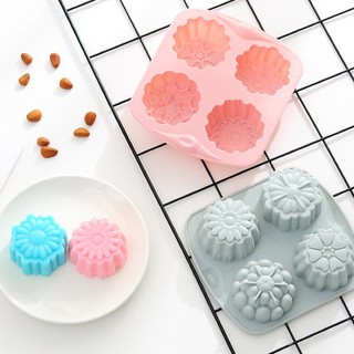 Khuôn silicon làm thạch rau câu pudding hình hoa 4 ô