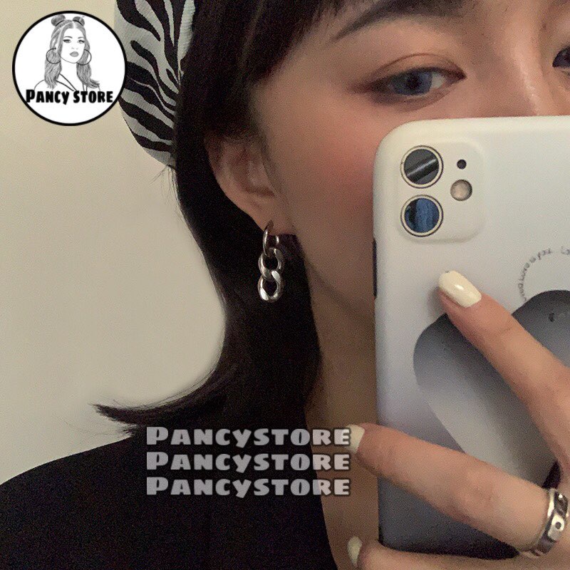 bông tai dây xích Unisex titan không gỉ