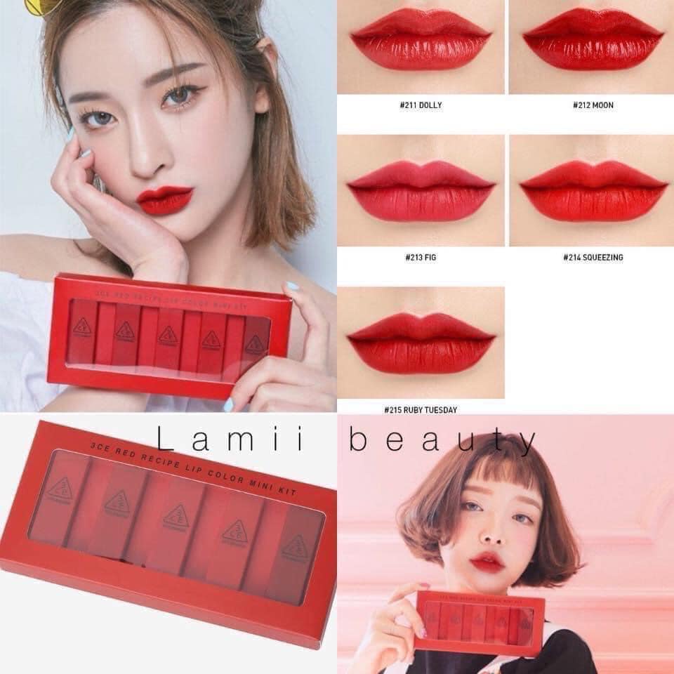AUTH 100% -Son 3CE RED RECIPE mini tách set ko box