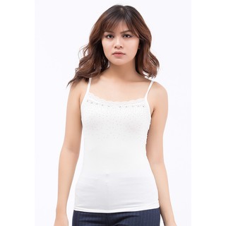Áo thun Mặc vest 2 dây Titishop AOL3 màu trắng viền ren