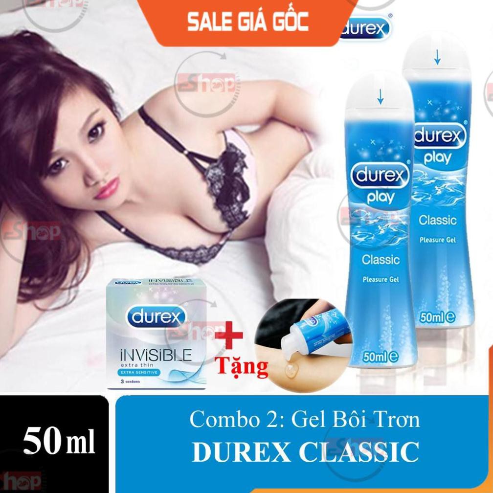 [Combo 2 Lọ]- Gel bôi trơn Durex Play Classic 50ml. (Hàng Thái) TẶNG Bcs iNViSiBLE Sêu Mỏng, Kéo Dài Thời Gian Yêu.