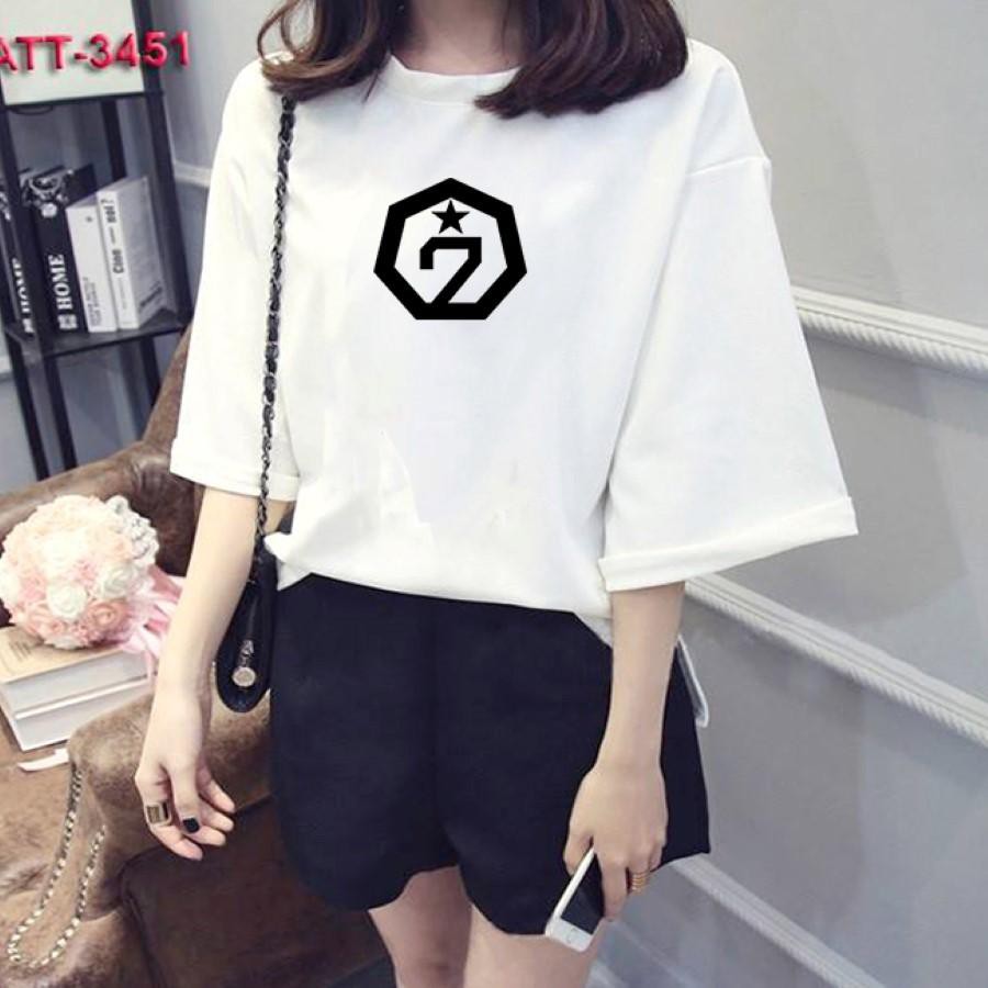 Áo thun nữ tay lỡ Hàn Quốc form rộng in hình số 7 vài dày mịn TEEWOTL57