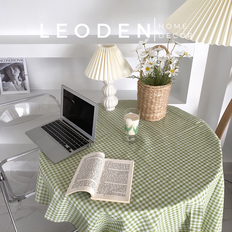 Khăn trải bàn caro vải lanh cotton nhiều màu phong cách vintage trang trí bàn học, thảm trải picnic đẹp – LEODEN Decor