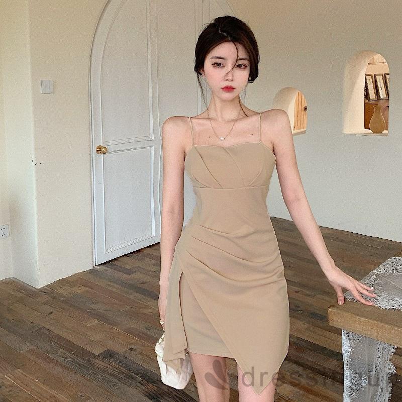 Đầm Hai Dây Màu Trơn Hở Lưng Thời Trang Cho Nữ