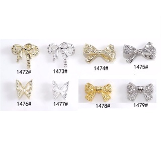 Charm nơ kim loại vàng,bạc nail trang trí móng