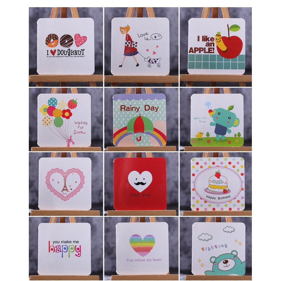 Set thiệp cảm ơn sinh nhật valentine cute nhiều mẫu khác nhau (set 5 - 10)