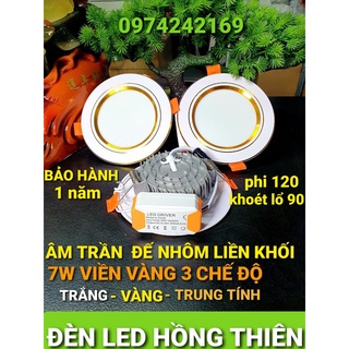 ÂM TRẦN LIỀN KHỐI VIỀN VÀNG 7W 3 MÀU( 3 CHẾ ĐỘ)