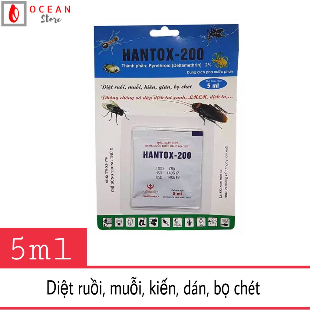 (Hantox 200 100ml) - Thuốc diệt kiến, dán, ruồi, muỗi, ve ghẻ dạng pha nước phun - Hantox 200 100ml