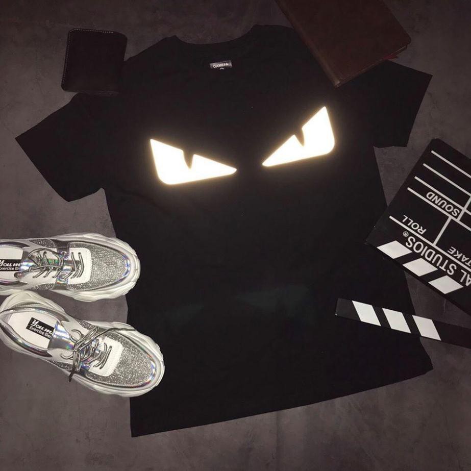 Áo thun phản quang MẮT siêu ngầu [FREESHIP] Áo unisex, áo phông nam nữ đen trắng from rộng, vải cotton xịn