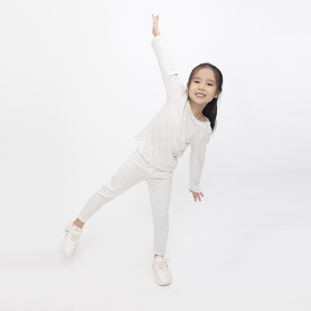 Bộ thu đông bé gái Narsis KM0032 màu trắng ngà chất Cotton