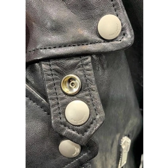 Áo da bò nhập ý biker Saint Laurent bestquality