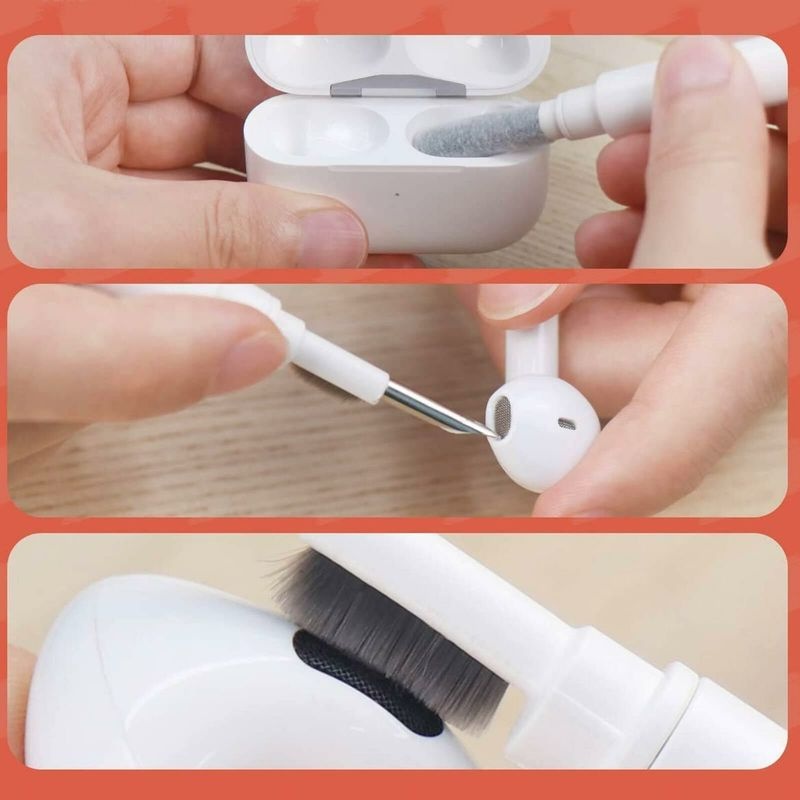 Bộ dụng cụ vệ sinh bàn phím máy tính / tai nghe không dây 5 trong 1 đa năng bằng chất liệu nylon mềm mại