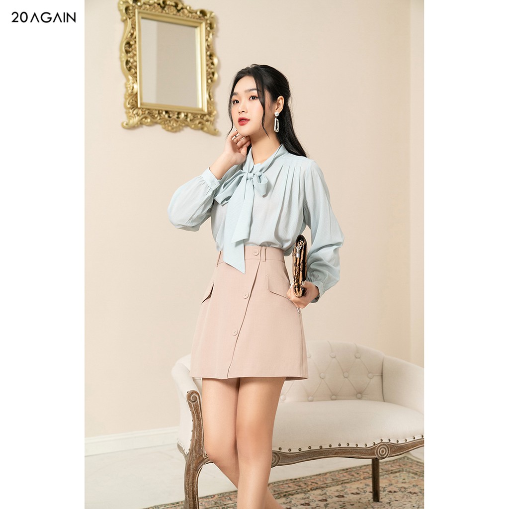 Áo sơ mi nữ dài tay nơ cổ 92WEAR,thiết kế công sở thanh lịch,vải voan cao cấp ASA1212