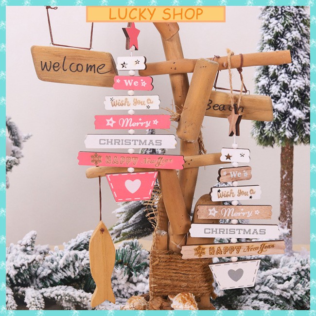 L&K Letter Printing Wood Craft Christmas Tree Ornament Hanging Pendants Party Decorations