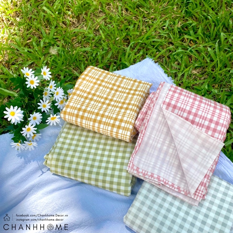 Khăn trải bàn caro vải Canvas nhiều màu dùng trang trí bàn học, thảm picnic trải picnic chụp hình sản phẩm