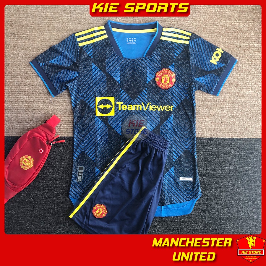 Set bộ thể thao quần áo bóng đá CLB Manchester United phiên bản SPF/ Bộ quần áo MU xanh đậm 2021 sân khách vải Thái xịn