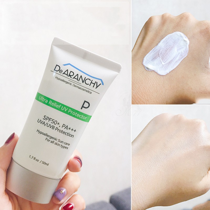 Kem chống nắng dịu nhẹ, an toàn cho da nhạy cảm DeARANCHY Ultra Relief UV  Protector SPF50+ PA+++ 50ml | Shopee Việt Nam