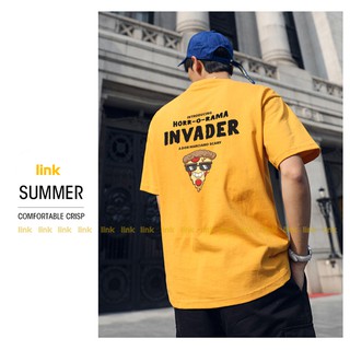 Áo tay lỡ Pizza - Invader siêu ngầu unisex ( Đen, Trắng, Vàng, Đỏ Cam )