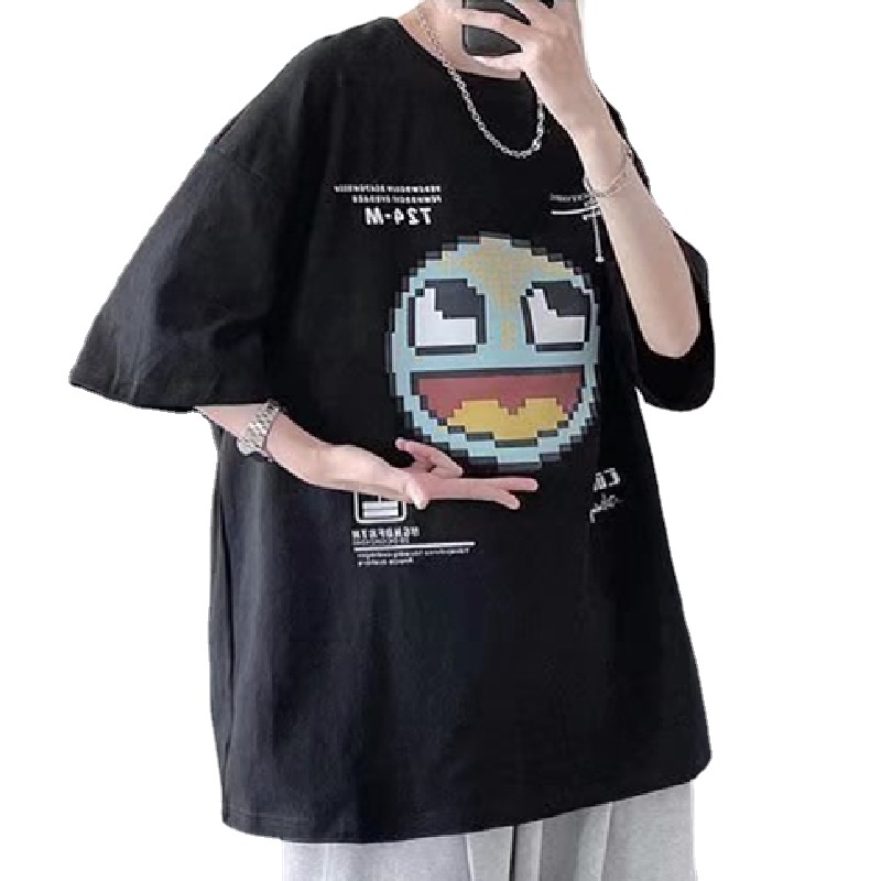 Áo Thun Tay Ngắn Dáng Rộng In Chữ Thời Trang Mùa Hè Phong Cách Hàn Quốc Cho Nam Size M-8XL