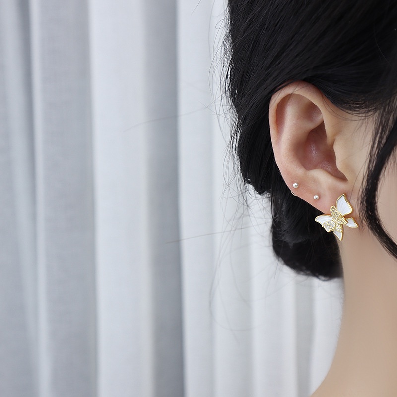 V.I.T House | Bông tai S925 bướm đá vàng