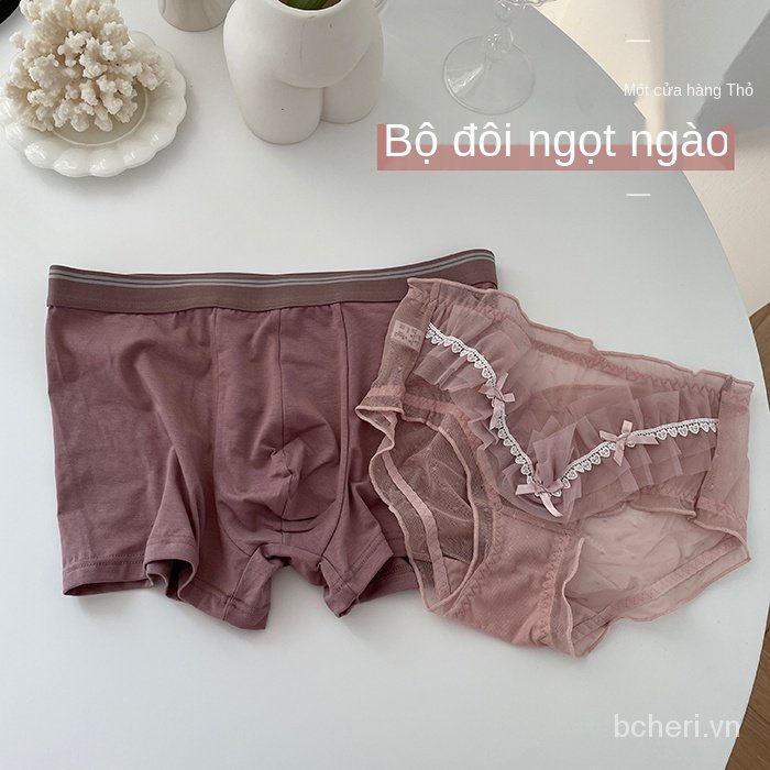 quần lót đôi 2 Miếng Vào Ngày Valentine Quà Tặng Cô Gái Ngọt Ngào Sexy Ren Dễ Thương Nam Giới Và Phụ Nữ