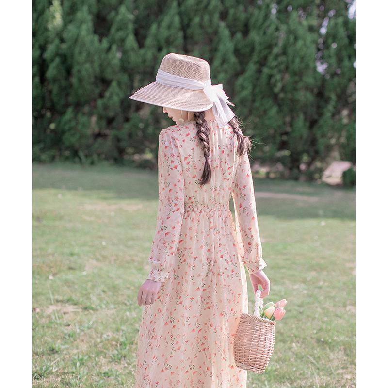 Đầm maxi tay dài cổ chữ V thiết kế hoa xinh xắn cho nữ cỡ S - 2XL | BigBuy360 - bigbuy360.vn