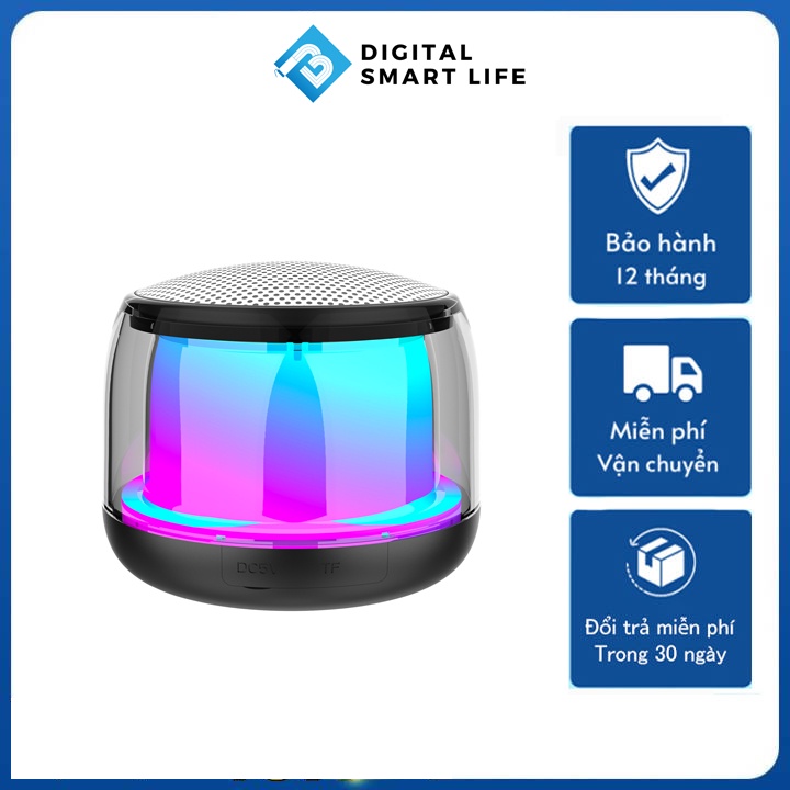 Loa bluetooth mini có đèn led theo nhạc S9 bán cực chạy - dòng loa mini pin trâu, có thẻ nhớ, đèn led RGB đa sắc