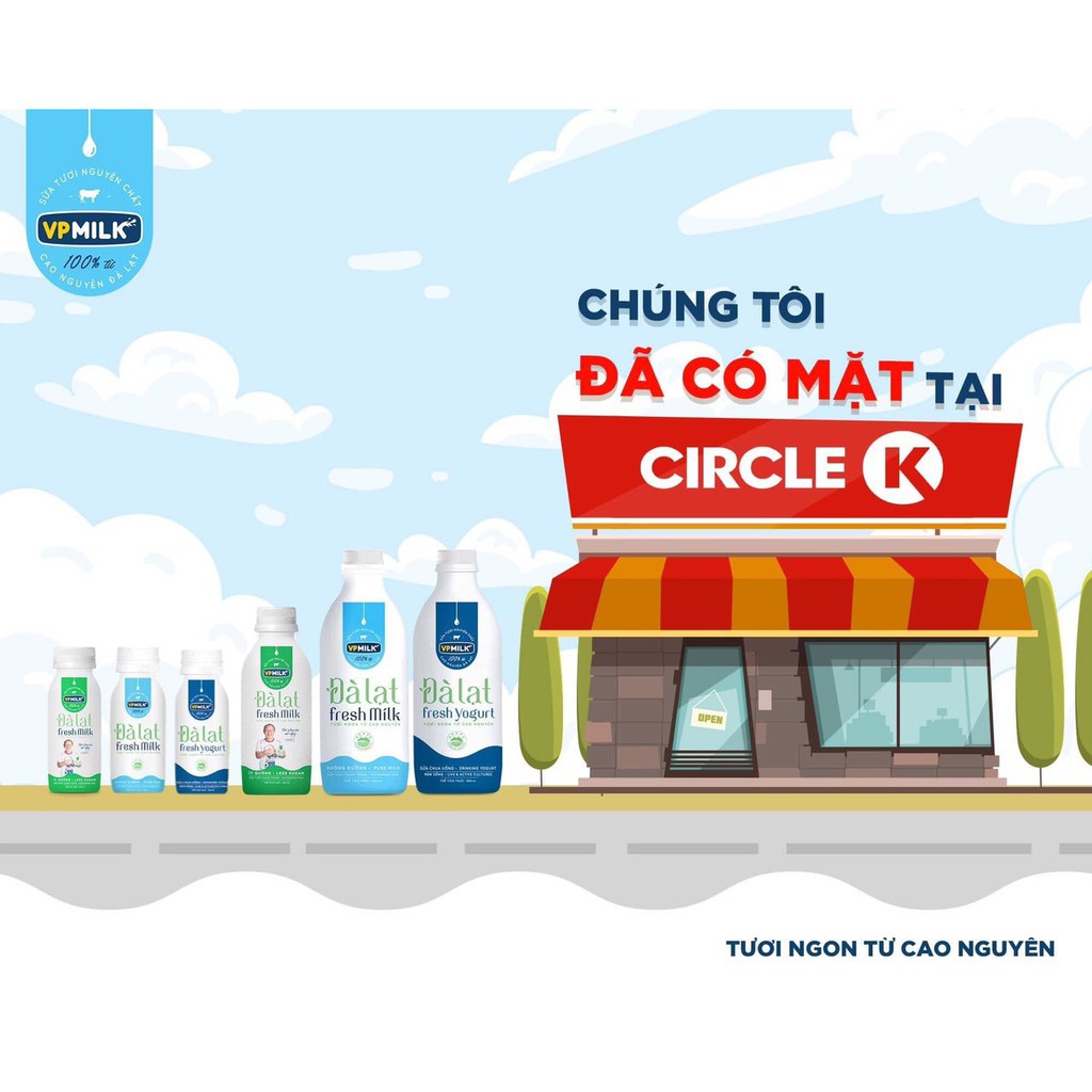 10 chai Sữa chua uống VPMilk Đà Lạt Fresh Yogurt - dành cho mọi lứa tuổi (200ml - 450ml - 950ml)