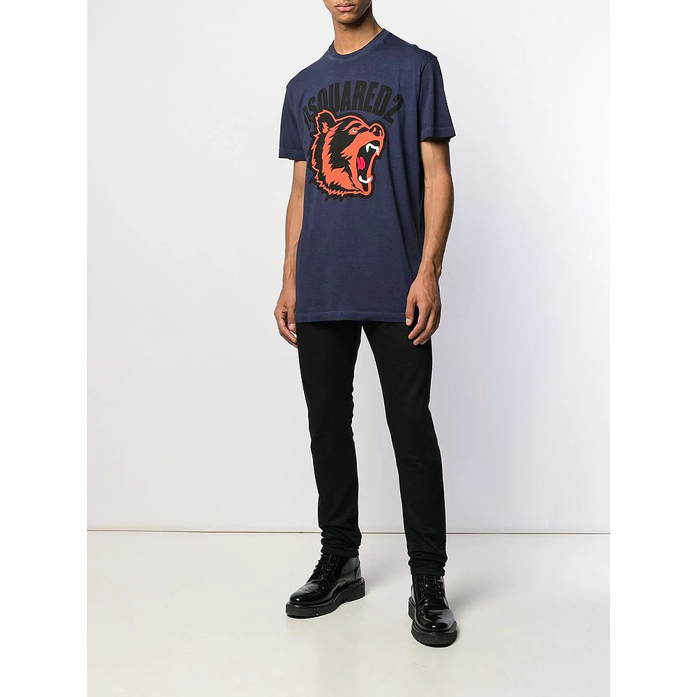 Áo Thun Cotton In Hình Gấu Và Logo Dsquared2 Cá Tính Cho Nam