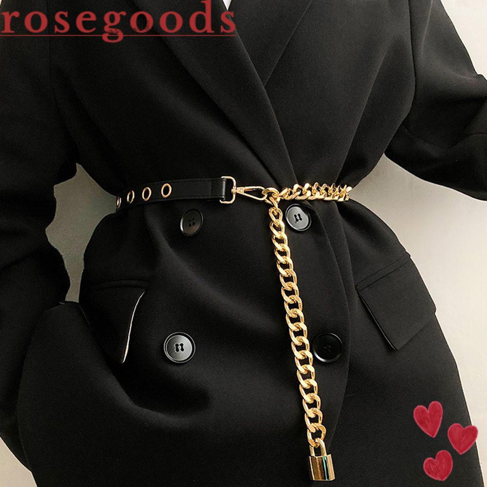 Thắt Lưng Da PU Phối Xích Phong Cách Punk Thời Trang