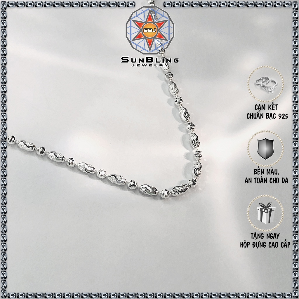Dây chuyền bạc nữ SunBling bi xen cắt máy, vòng cổ bạc Ý dạng hạt sáng lấp lánh, dây chuyền nữ 925 45cm SB3514