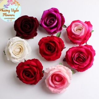 Đầu bông hồng nhung cao cấp _ hoa giả