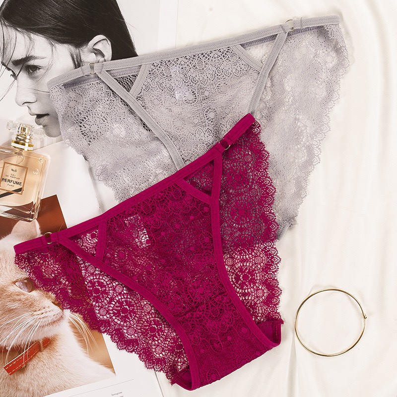 Quần Lót Ren Nữ xuất âu cao cấp một mảnh viền bèo thiết kế ren phối hoa Mẫu 802
