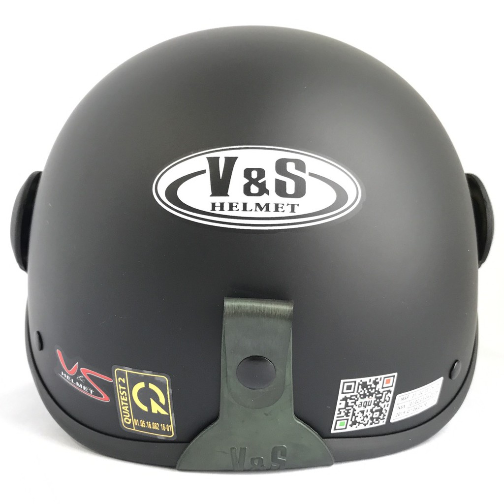 Mũ bảo hiểm nửa đầu có kính siêu đẹp -  mầu đen nhám - VS105K - Vòng đầu 56-58cm - Nón bảo hiểm nửa đầu V&amp;S Helmet