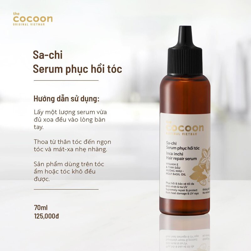 Serum/ Xịt Dưỡng Tóc Sa chi Phục Hồi Tóc Cocoon Inca Inchi Hair Repair 70ml (serum)/ 140ml (xịt) - Khongcoson