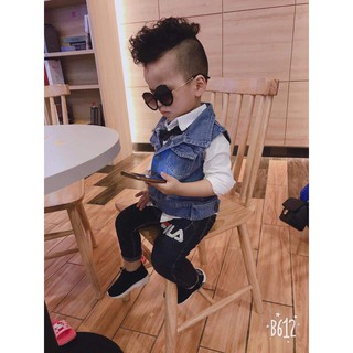 (Xanh-đen) ❤Sỉ áo gile (bò) jean bé trai bé gái MS 6075