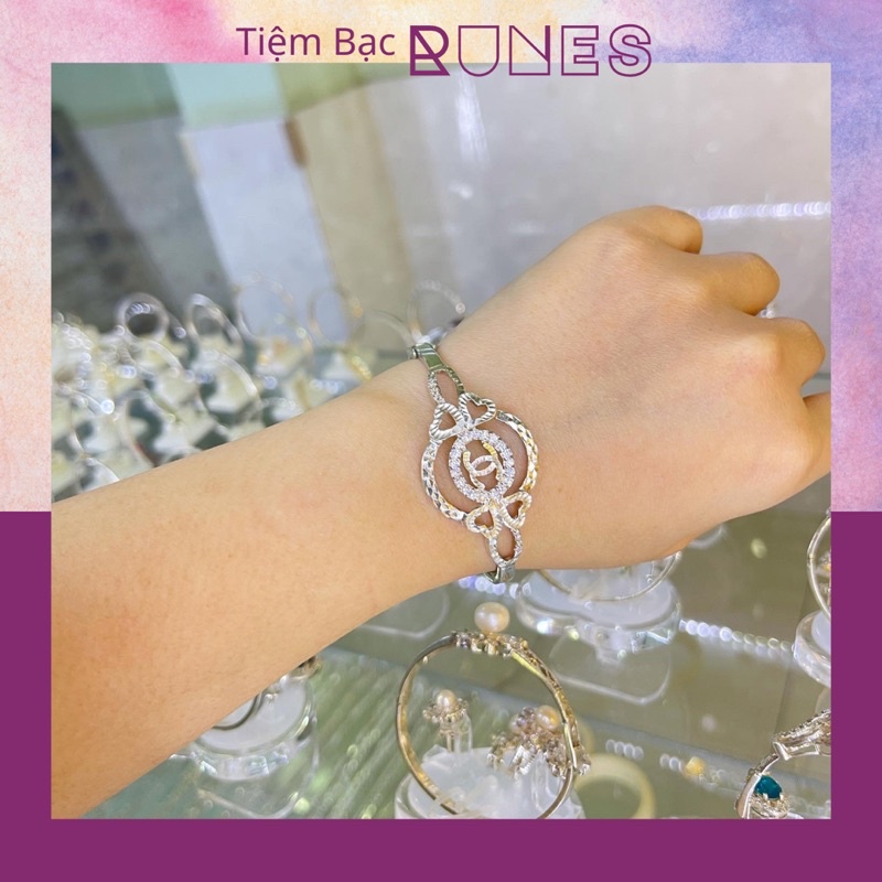 Vòng Bạc Y Bạc Ta ĐÁ CZ Kiểu VINTAGE SAng Trọng 9/10 Vàng Ý Hình Tự Chụp Chân Thật Không Chíỉnh