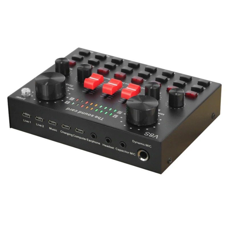 Sound Card V8S bản nâng cấp có Bluetooth, Pin Sạc – Thu Âm Hát Livestream Karaoke