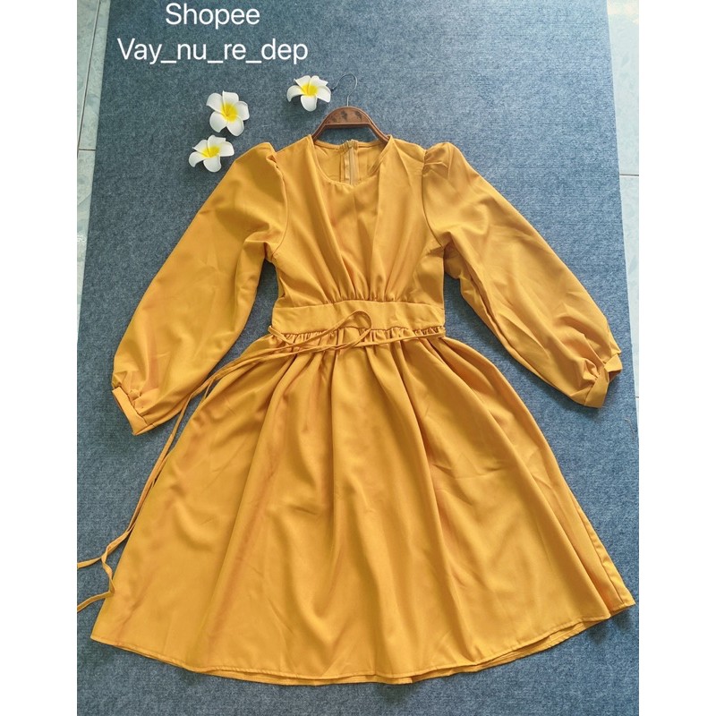 Đầm vàng tay dài kèm turban | BigBuy360 - bigbuy360.vn