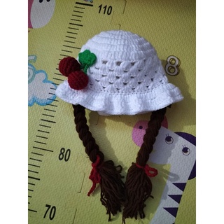 mũ bím tóc giả cherry cho bé gái