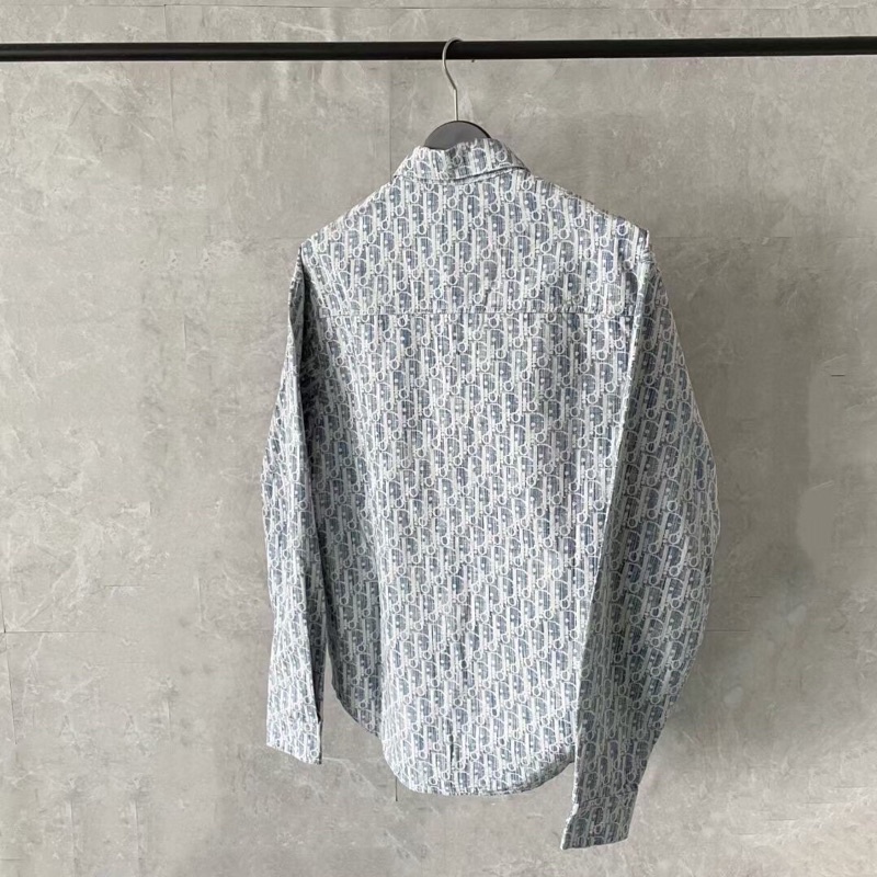 Áo sơ mi jacquard dài tay hoạ tiết logo thương hiệu Dior CD cao cấp