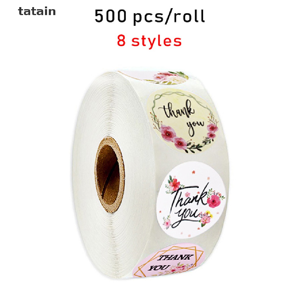 [TAT] 500pcs/roll round floral thank you stickers for package seal labels CVX