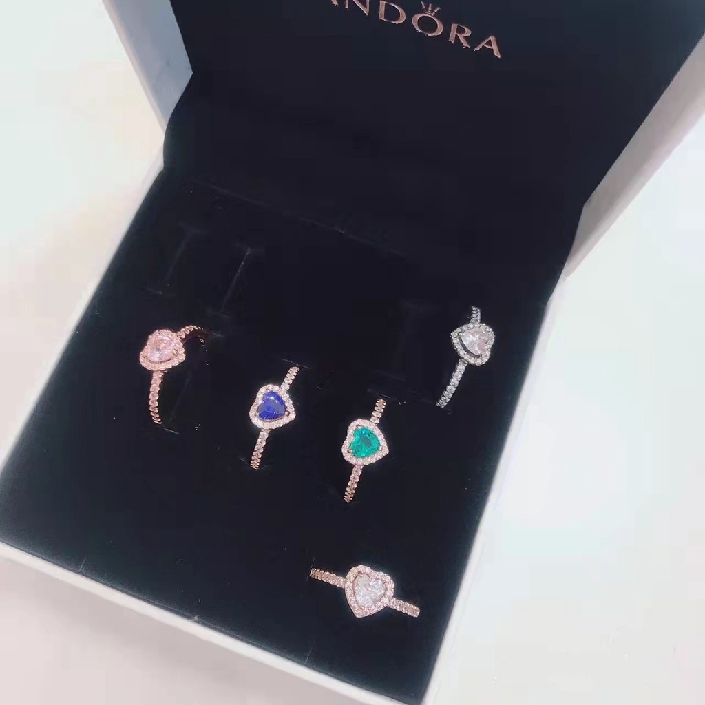 Nhẫn Bạc 925 Mặt Trái Tim Đính Đá Xanh